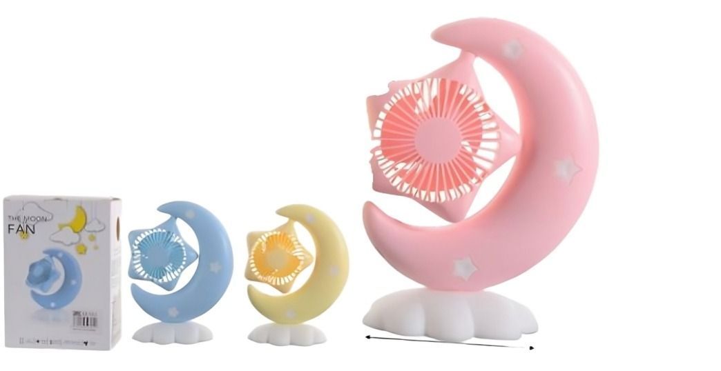 MINI VENTILADOR LUNA CON LUCES PARA MESA COLORES-1