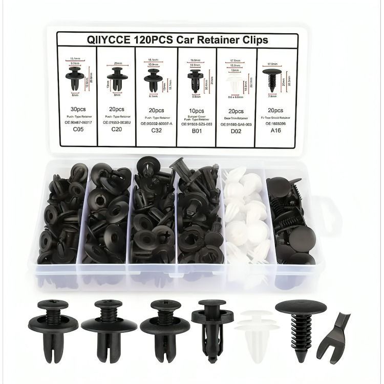 Set Clip Remache Plastico Sujecion Para Coche Broches Autos-0