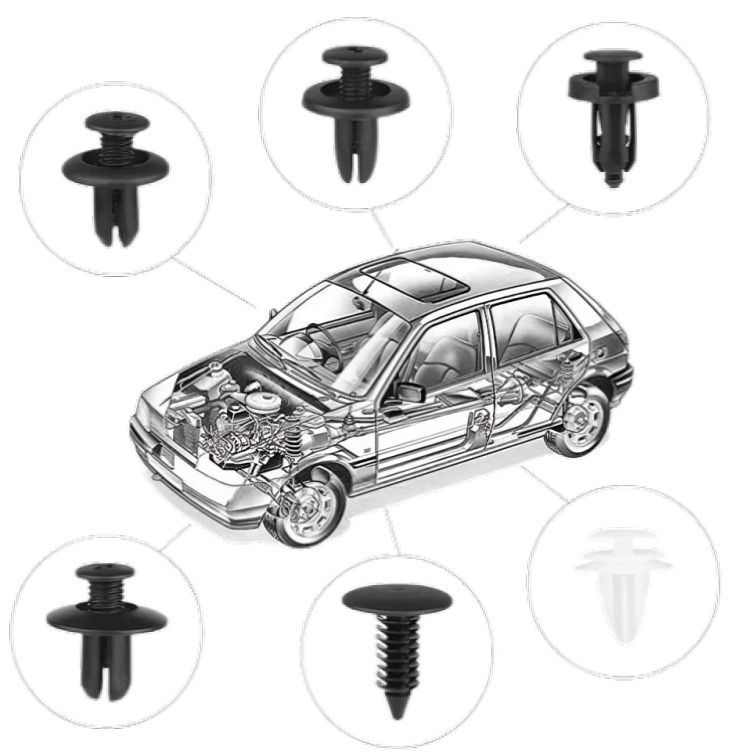 Set Clip Remache Plastico Sujecion Para Coche Broches Autos-1
