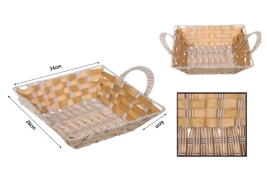 CESTA CANASTO DE MIMBRE DECORATIVO 34X26X6CM-1