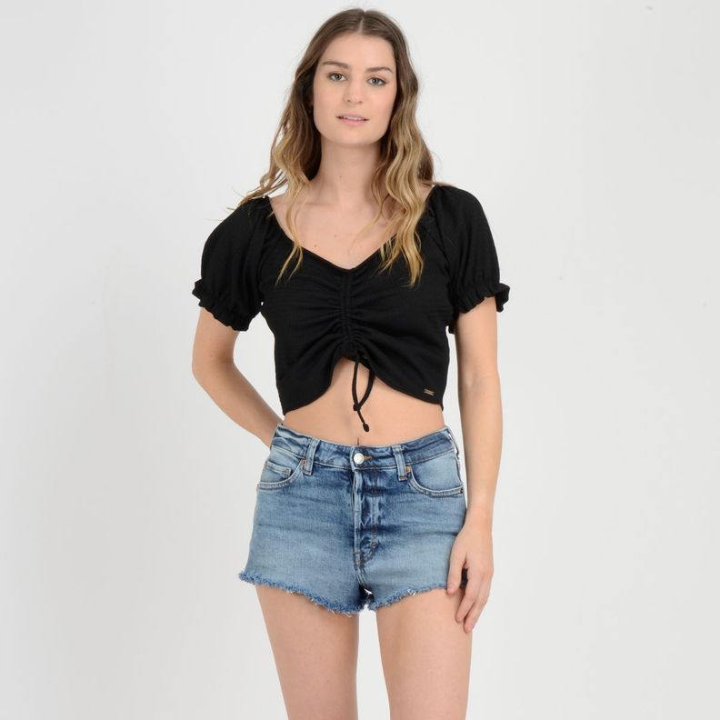 POLERA MANGA CORTA ELASTIC  NEGRO-0