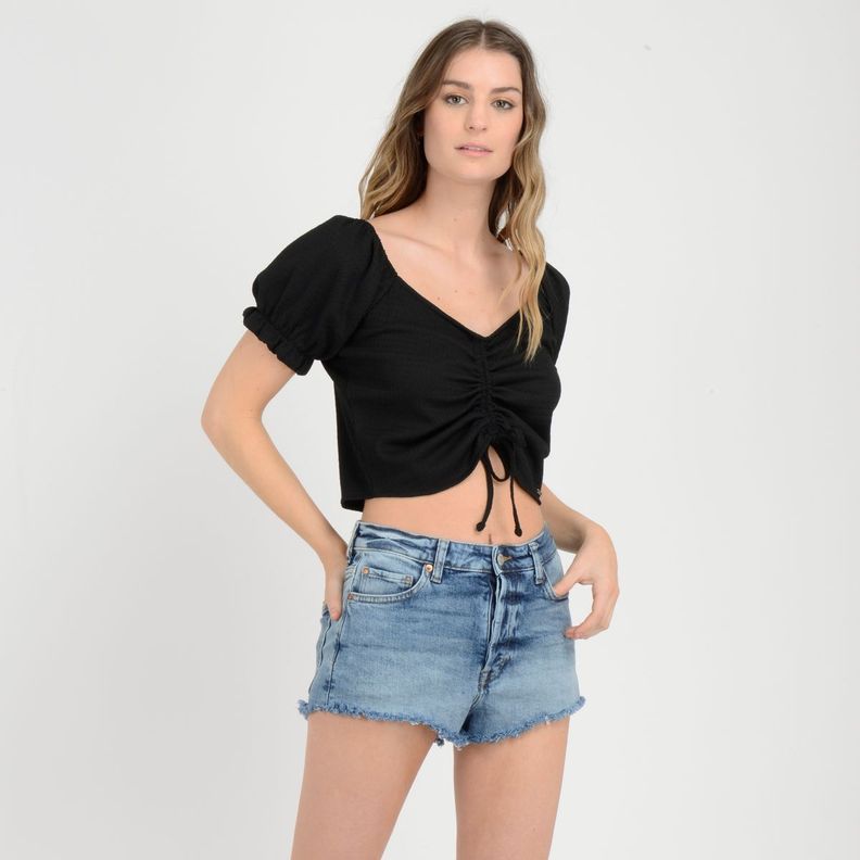 POLERA MANGA CORTA ELASTIC  NEGRO-1