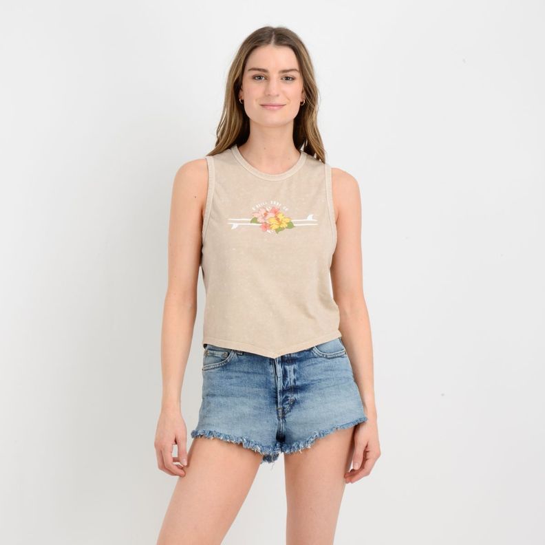 POLERA SIN MANGAS TROPICAL SURF  BEIGE OSCURO-0