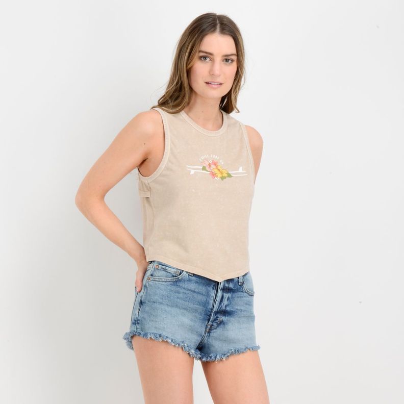 POLERA SIN MANGAS TROPICAL SURF  BEIGE OSCURO-2