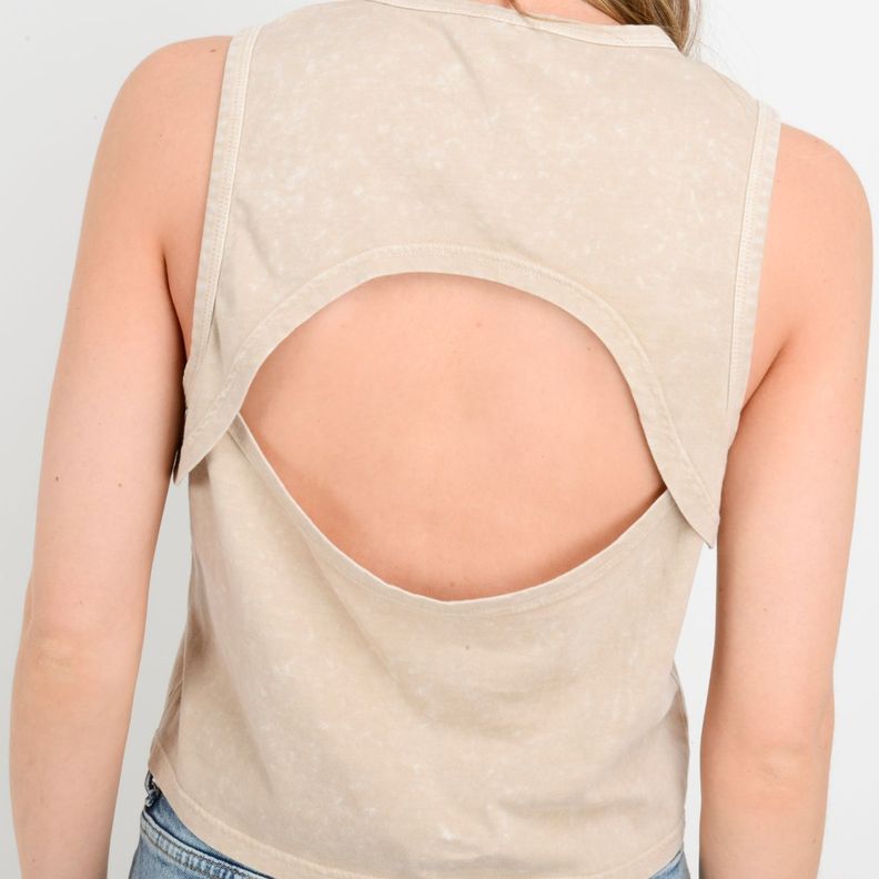 POLERA SIN MANGAS TROPICAL SURF  BEIGE OSCURO-5