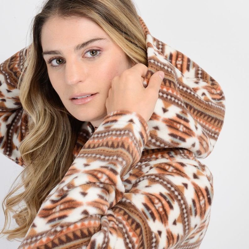 POLERON POLAR AZTEC HOODIE  CAFÉ CLARO / PASTEL-4