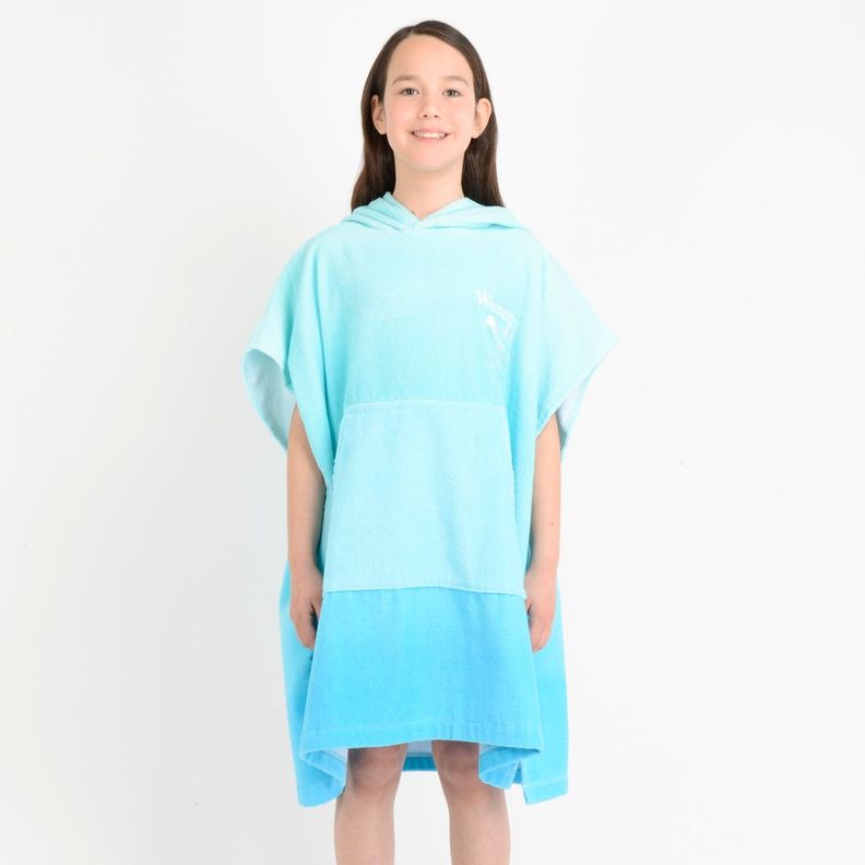 PONCHO TOALLA WOW GIRL  AZUL TURQUESA / AGUA-0