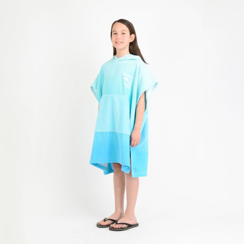 PONCHO TOALLA WOW GIRL  AZUL TURQUESA / AGUA-1