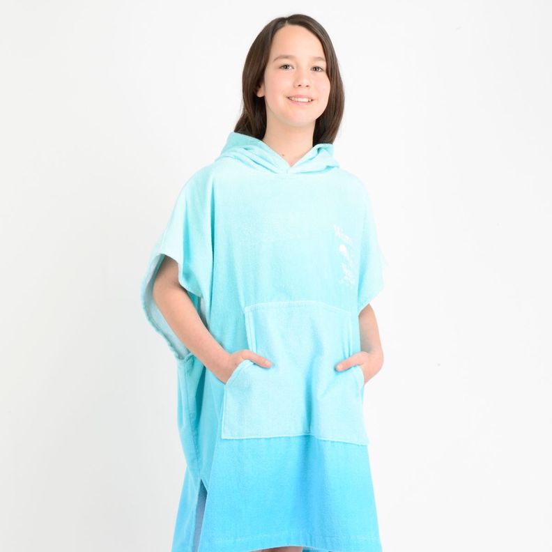 PONCHO TOALLA WOW GIRL  AZUL TURQUESA / AGUA-2