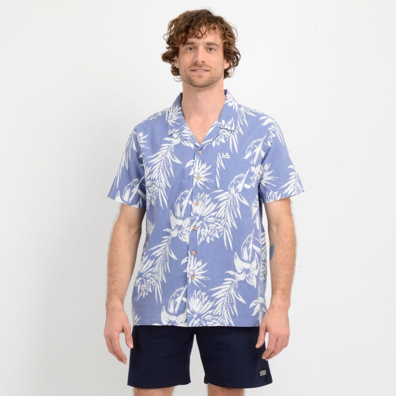 CAMISA MANGA CORTA TROPICANA  AZUL-0