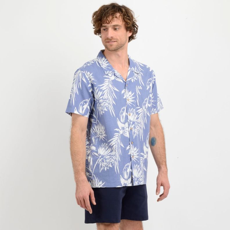 CAMISA MANGA CORTA TROPICANA  AZUL-3