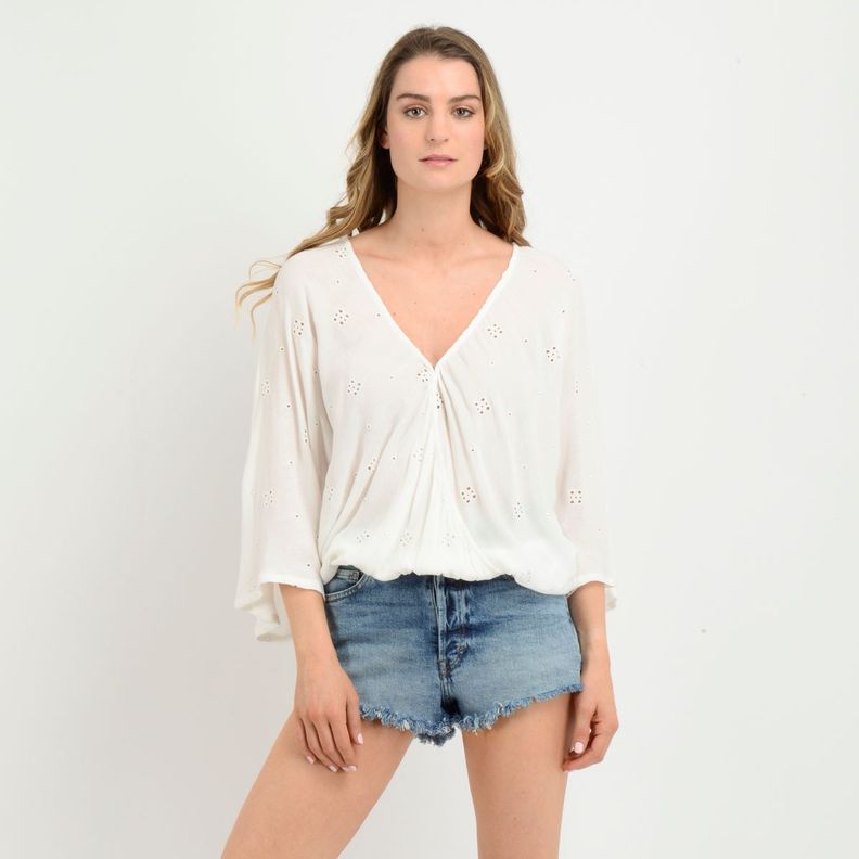 BLUSA MANGA CORTA SABANNA  BLANCO-0