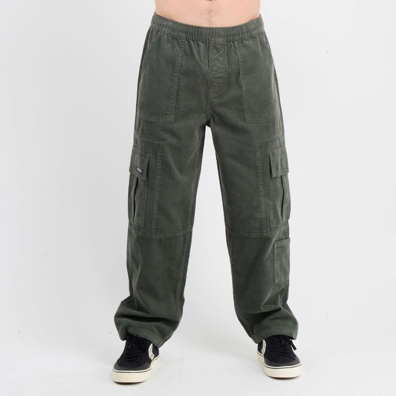 PANTALON COTELE CARGO SURF VERDE OSCURO-0