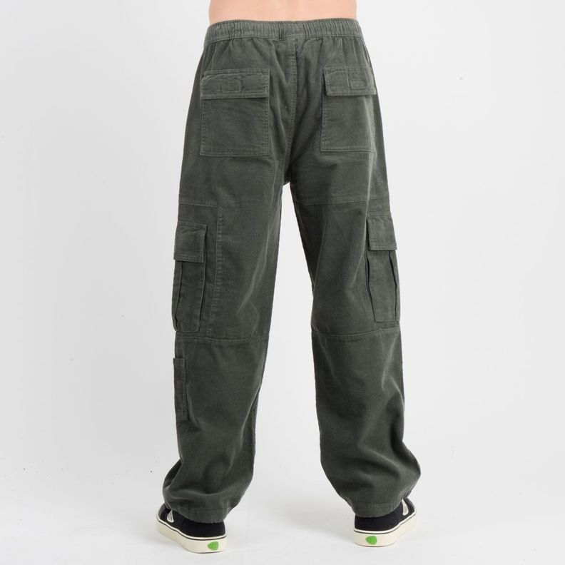 PANTALON COTELE CARGO SURF VERDE OSCURO-1