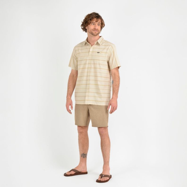 CAMISA MANGA CORTA SEAFARING STRIPÈ BEIGE-1