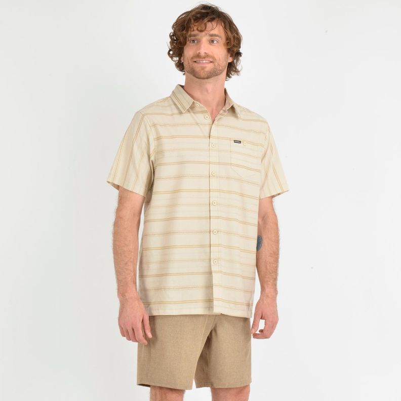 CAMISA MANGA CORTA SEAFARING STRIPÈ BEIGE-2