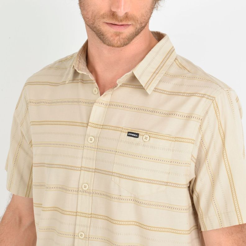 CAMISA MANGA CORTA SEAFARING STRIPÈ BEIGE-4