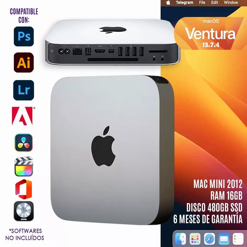 Mac Mini Late 2012 480GB SSD 16GB Ram macOS Ventura Renovado Apple