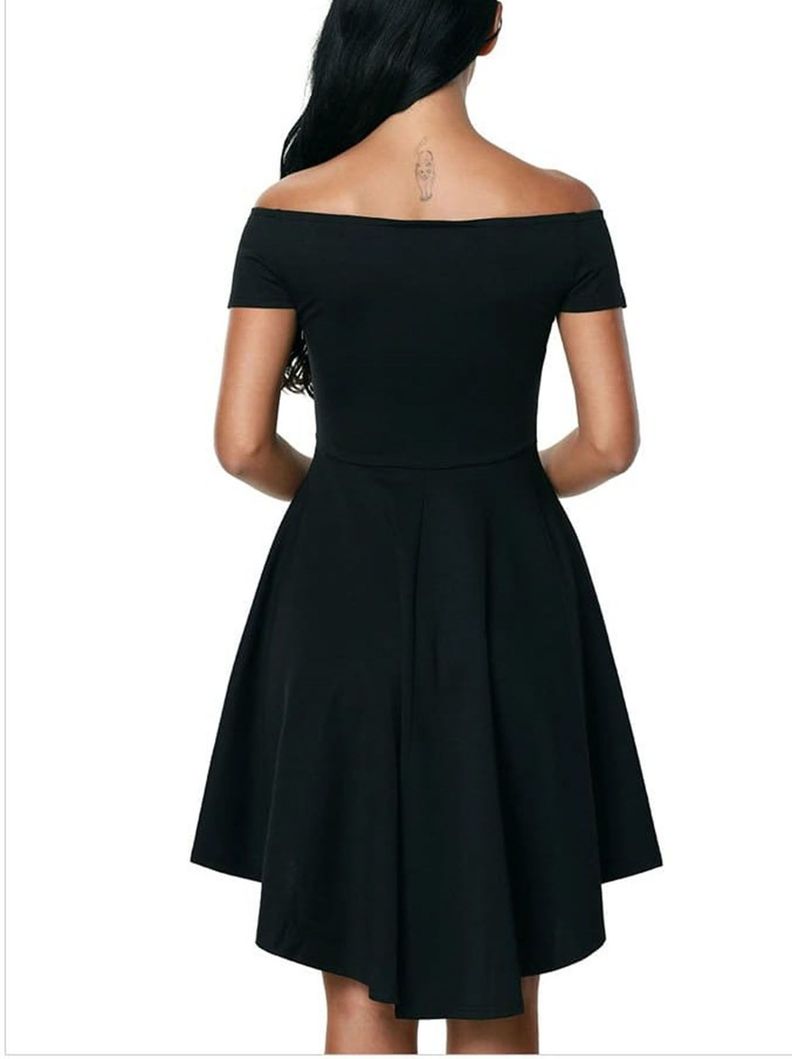Vestido Modelo Hombros Libres, Manga Corta de Scuba.-1