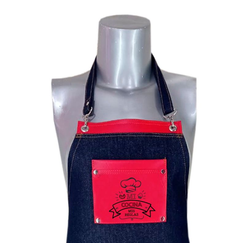 Pechera Delantal Mi Cocina Mis Reglas Rojo D2-1