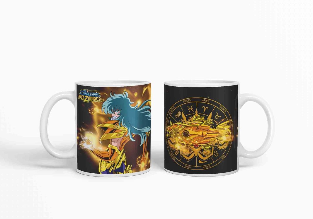 Taza Caballero del Zodiaco - piscis negro D23 (320ml)-2
