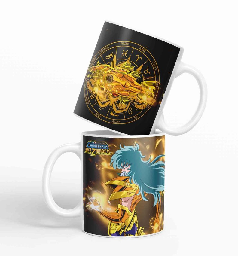 Taza Caballero del Zodiaco - piscis negro D23 (320ml)-0
