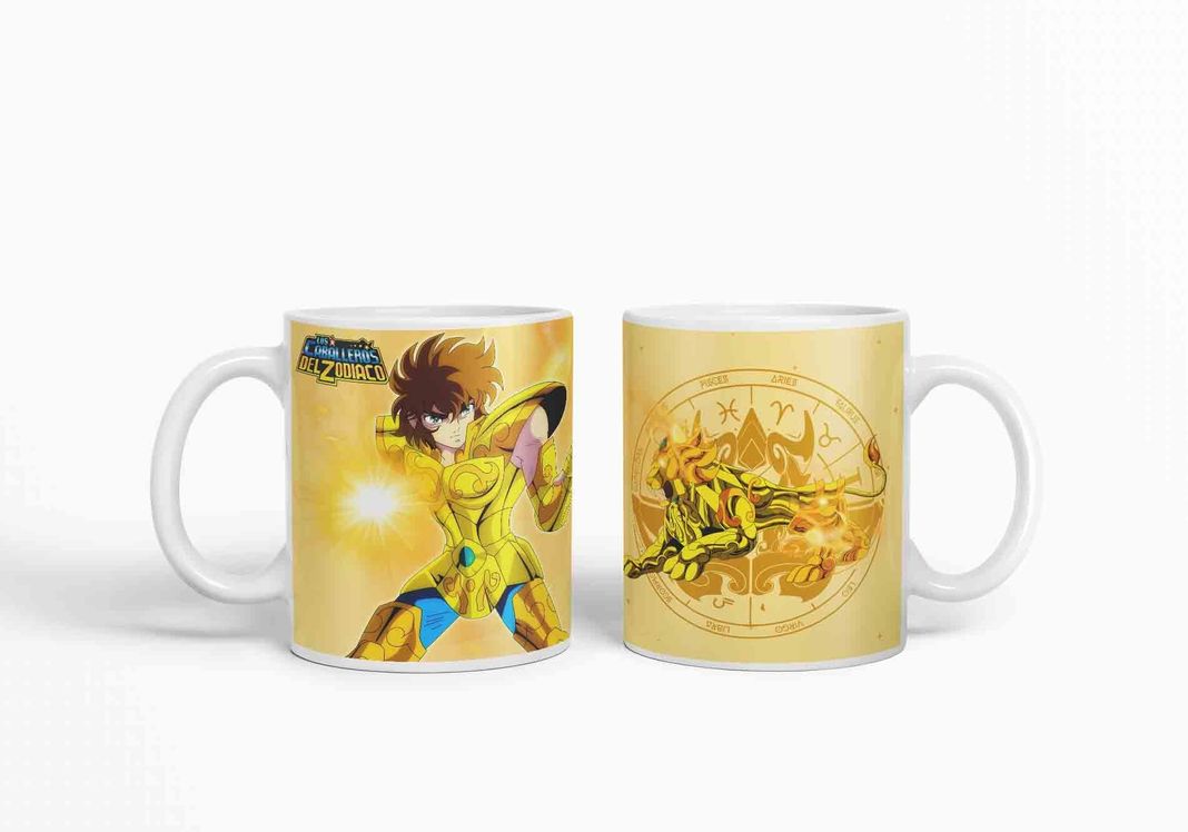 Taza Caballero del Zodiaco - leo dorado D17 (320ml)-2
