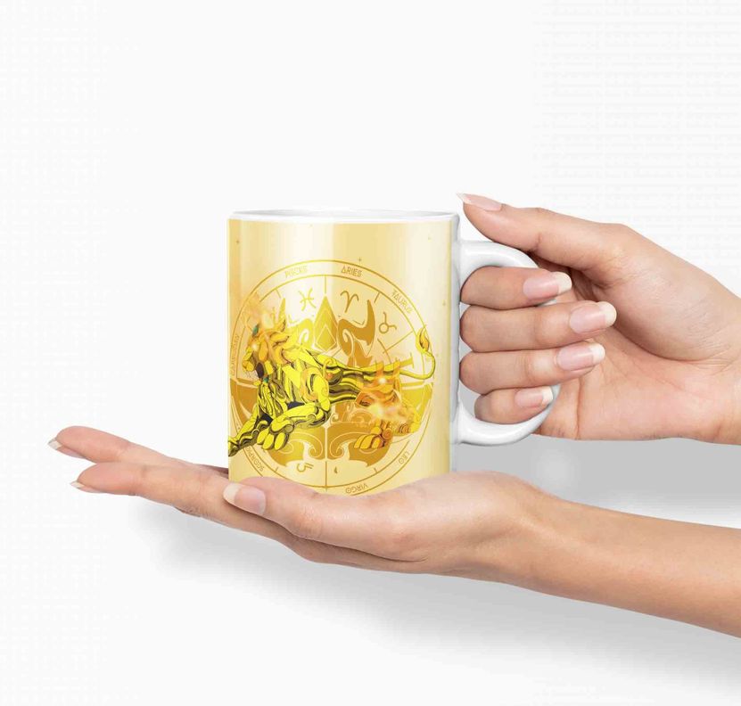 Taza Caballero del Zodiaco - leo dorado D17 (320ml)-1