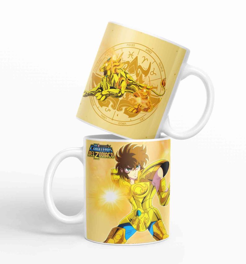 Taza Caballero del Zodiaco - leo dorado D17 (320ml)-0