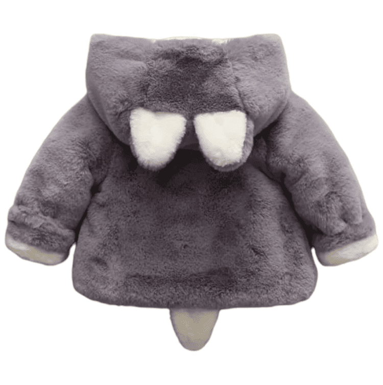 Poleron Peludito Gris Con Colita Y Orejitas Para Niños Y Bebés-1