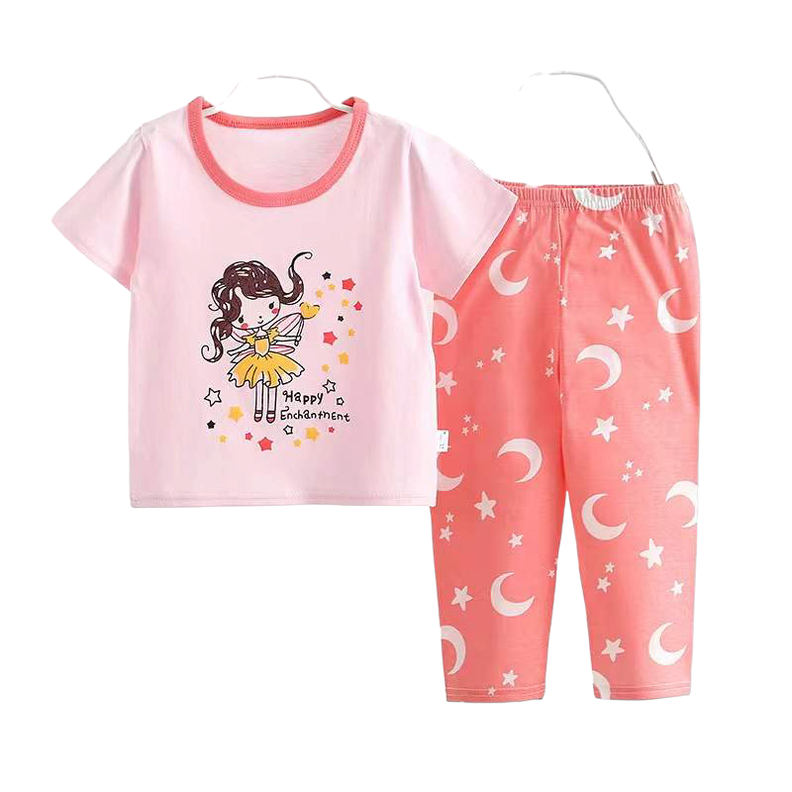 Conjunto Tipo Pijama Para Niñas y Bebés Algodón Manga Corta-0