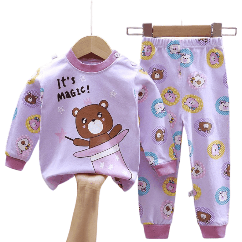 Pijama Osito Morado Para Niñas Y Bebés 100% Algodón-0
