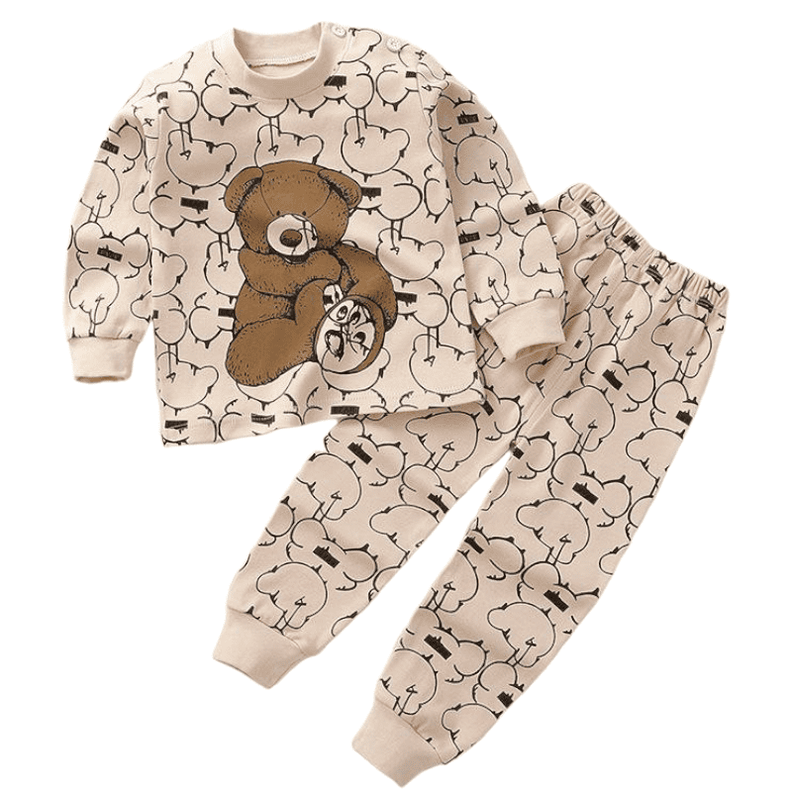 Pijama Osito Marrón Para Niñas Y Bebés 100% Algodón Hipoalergénico-0