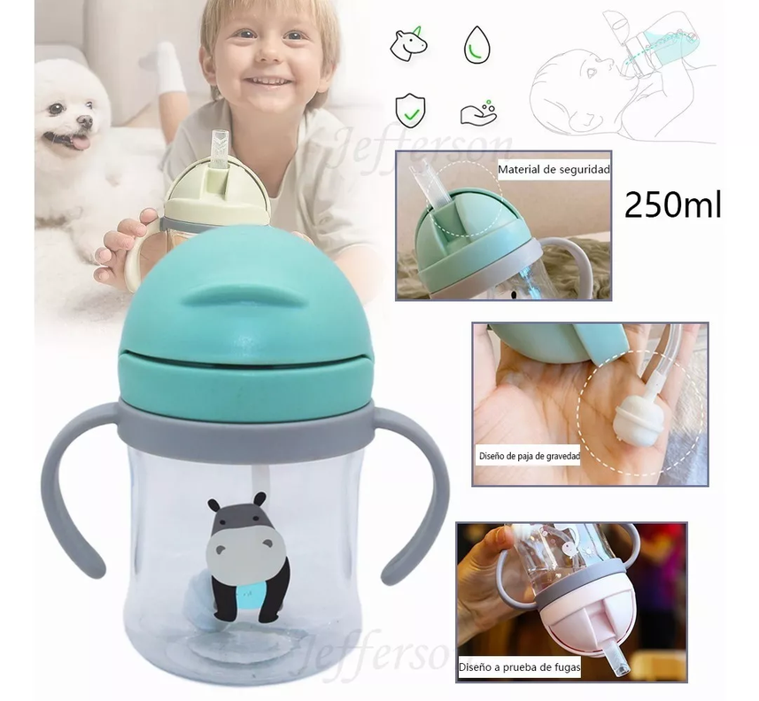 Vaso Antiderrame Con Bombilla Y Asas Para Bebé 350ml 6m+-3