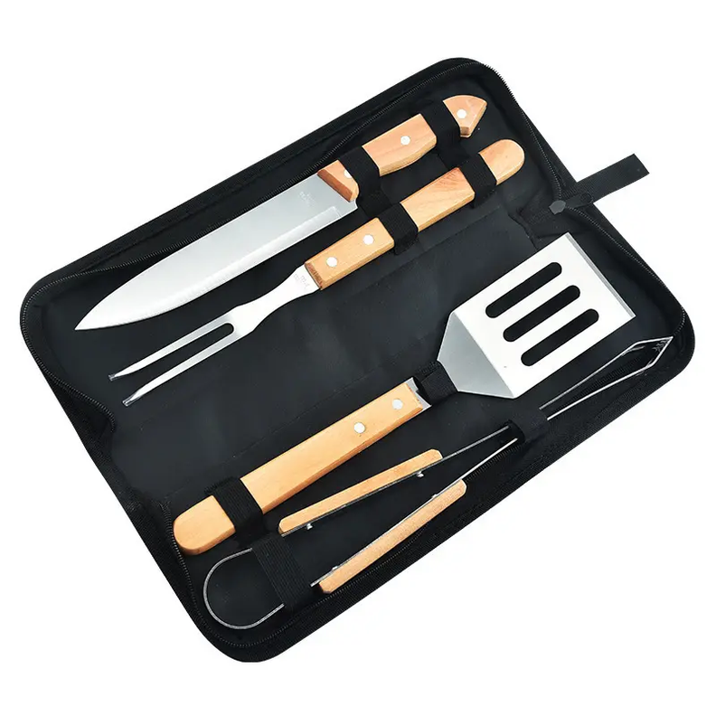 Set parrillero de 4 piezas con estuche de acero inoxidable-0