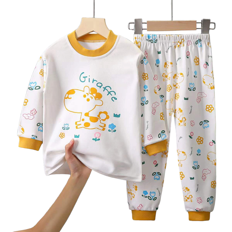 Conjunto Pijama Para Niños y Bebés Algodón Manga Larga de Jirafita-0