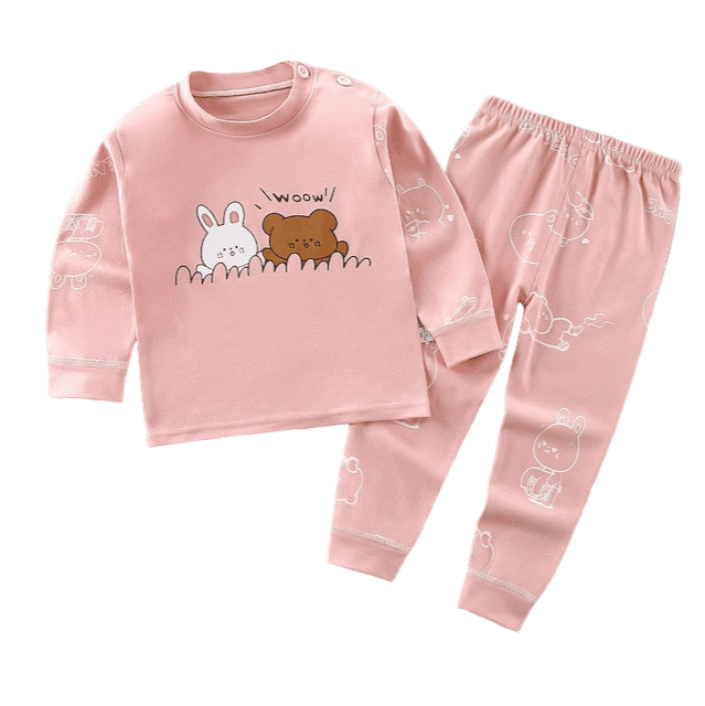 Pijama Osito y Conejita Marrón Para Niñas Y Bebés 100% Algodón Hipoalergénico-0