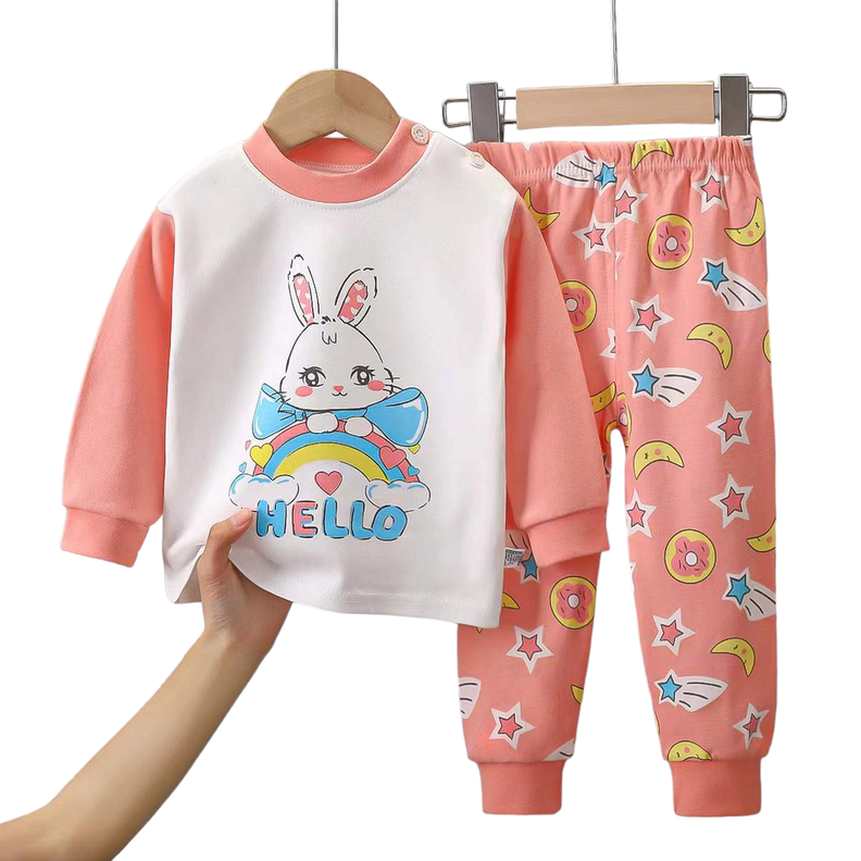 Conjunto Pijama Para Niñs y Bebés Algodón Manga Larga-0