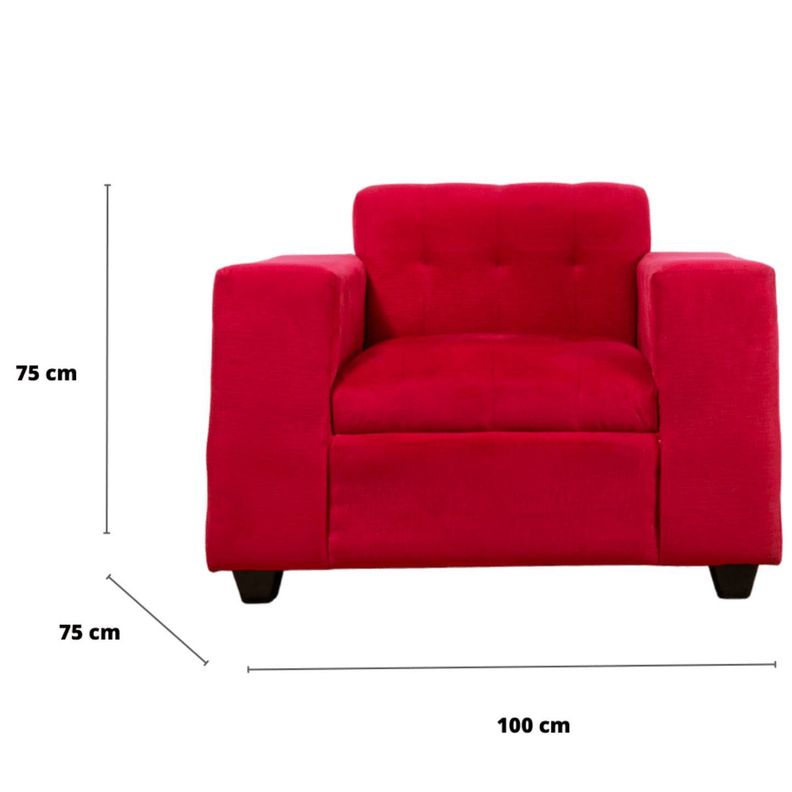 Sofá  Rojo Felpa 1 Cuerpo-1