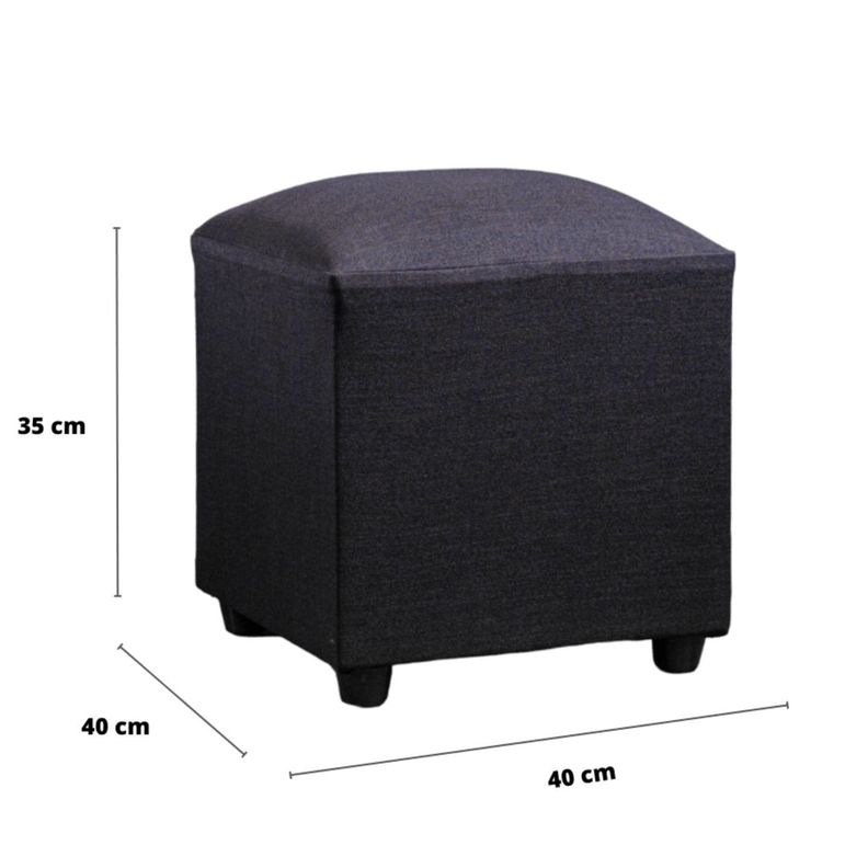 Puff Cubo Lino Negro-1