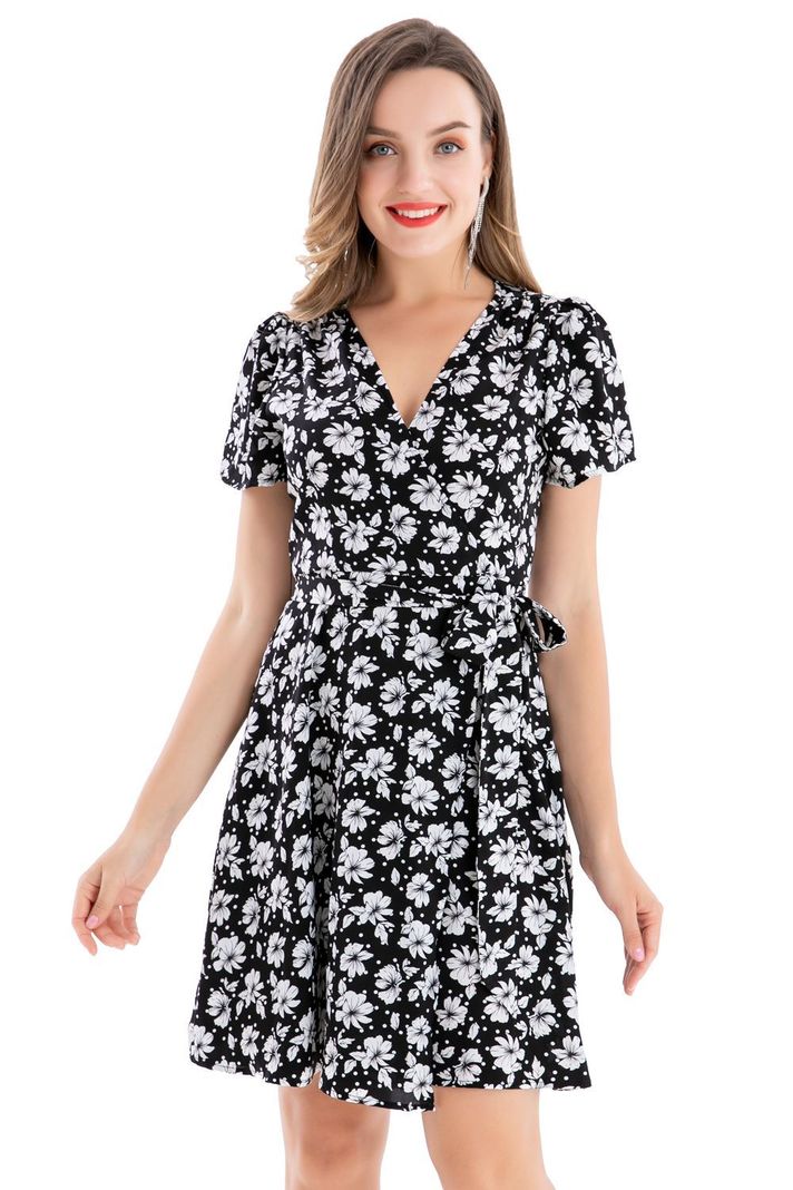 Vestido Flores Lazo Negro Nicopoly-0