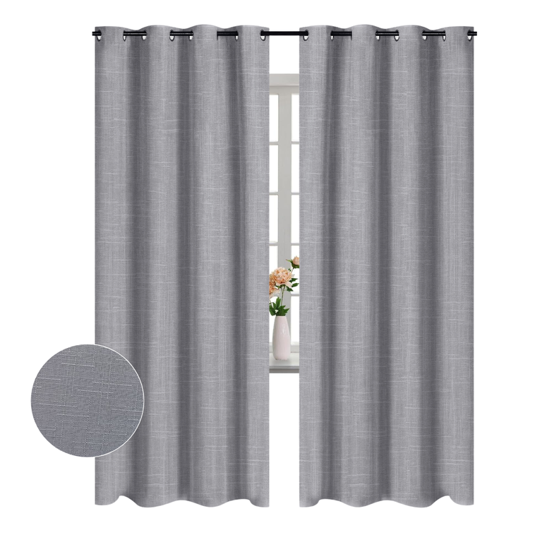 Pack 2 Cortina Jacquard Tradicional 140x225cm Gris Claro-0