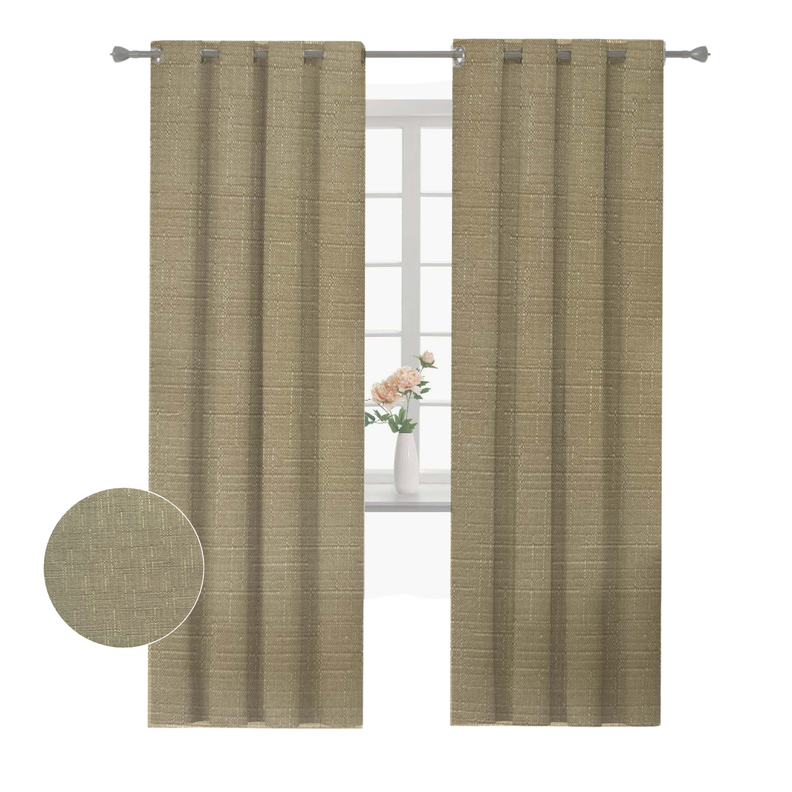 Pack 2 Cortina Jacquard Tradicional 140x225cm Taupe-0
