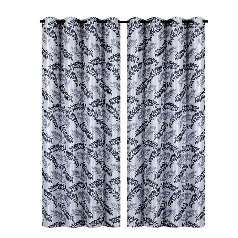 Pack 2 Cortina Tradicional 100% Blackout Hoja Gris-0