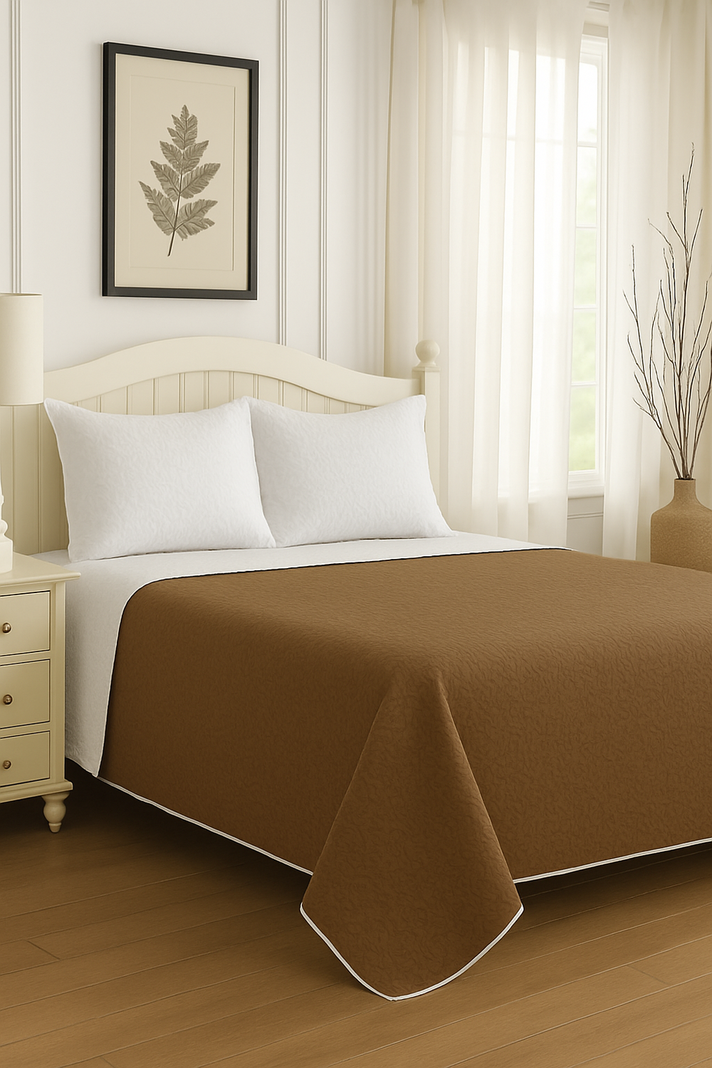 Cubrecama Quilt Reversible 1.5 Plazas 180x260cm Cafe