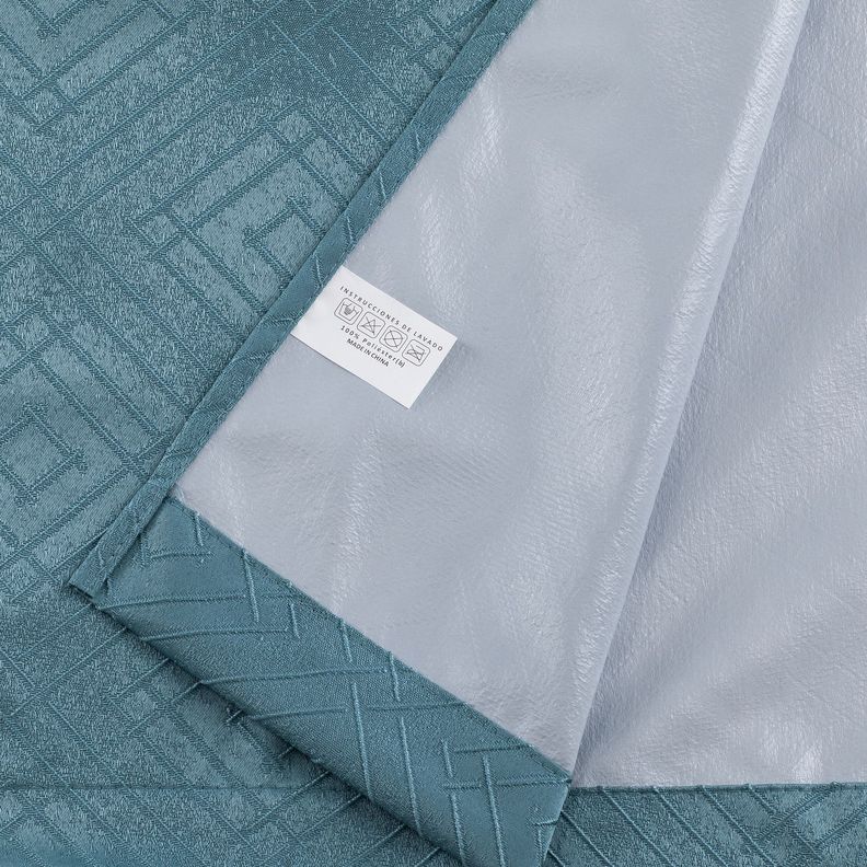 Cortina Tradicional 100% Blackout Geometrica Turquesa-1