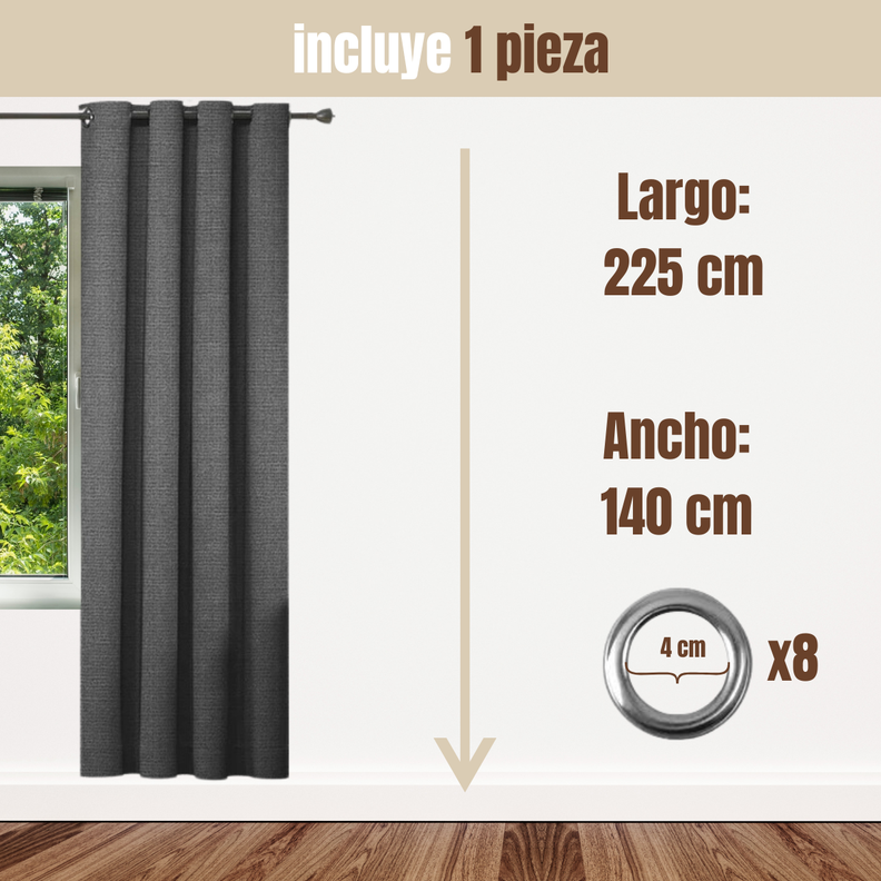 Cortina Jacquard Tradicional 140x225cm Gris Oscuro-2