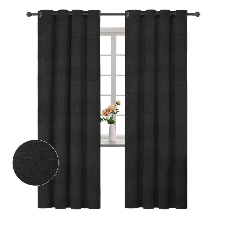 Pack 2 Cortina Jacquard Tradicional 140x225cm Negro-0