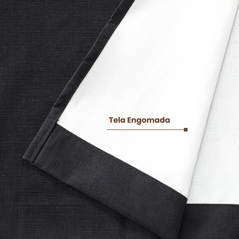 Pack 2 Cortina Jacquard Tradicional 140x225cm Negro-3
