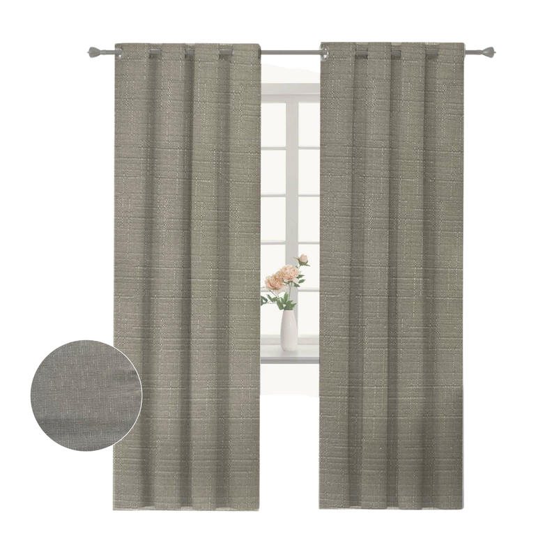 Pack 2 Cortina Jacquard Tradicional 140x225cm Beige-0